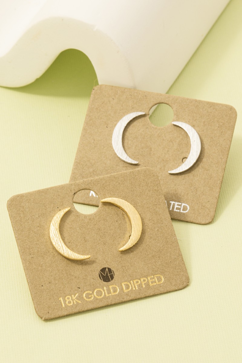 Crescent Moon Post Stud Earrings