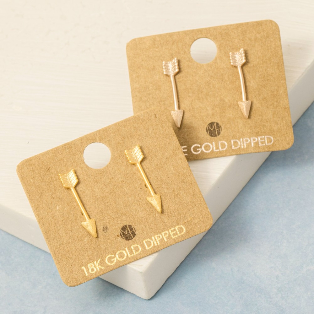 Gold Dipped Dainty Arrow Drop Earrings