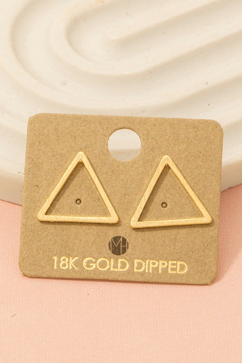 Gold Dipped Triangle Cut Out Stud Earrings