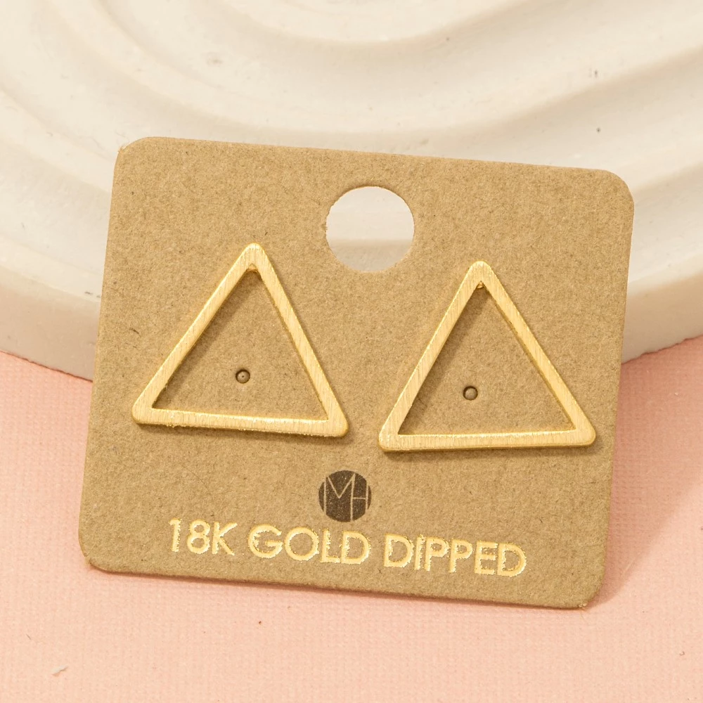 Gold Dipped Triangle Cut Out Stud Earrings