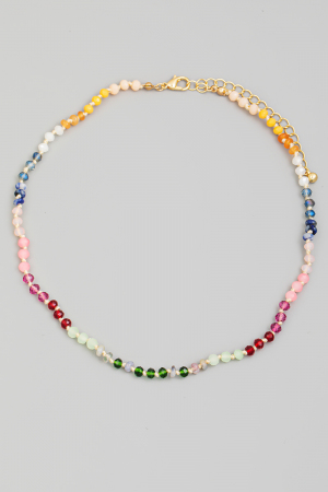 Glass Beaded Lobster Clasp Necklace