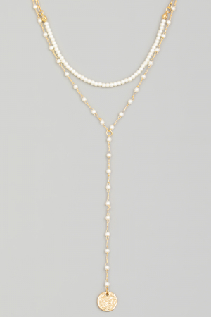 Mini Pearl Beads Layered Lariat Necklace