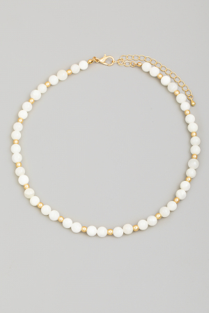 Pearl And Metallic Beaded Necklace