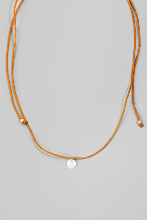 Seashell Disc Pendant Adjustable Silk Cord Necklace