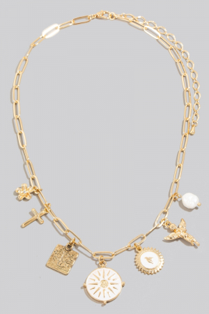 Assorted Charms Oval Chain Necklace