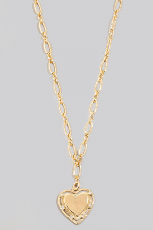 Intricate Heart Pendant Long Chain Necklace