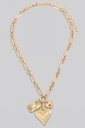 Intricate Heart Charms Chain Necklace
