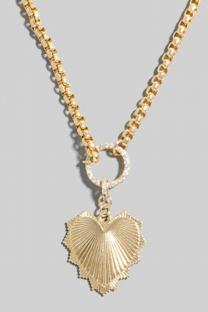 Love Studded Heart And Hoop Pendant Necklace