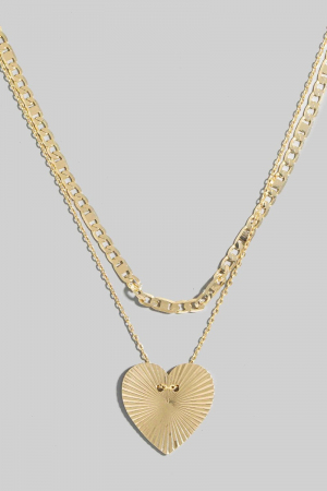 Textured Heart Pendant Dainty Chain Necklace