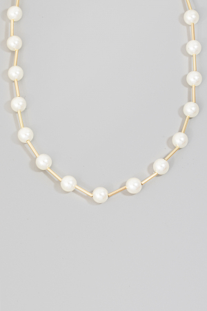 Pearl Bead Station Chain Necklace