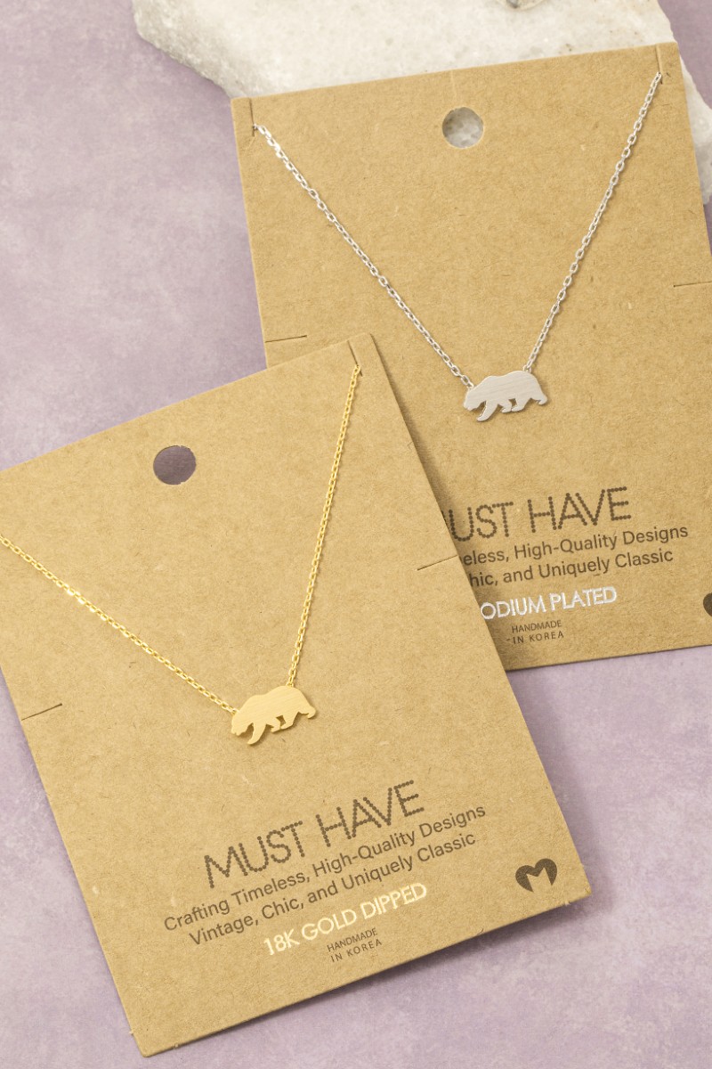 Gold Dipped California Bear Pendant Necklace