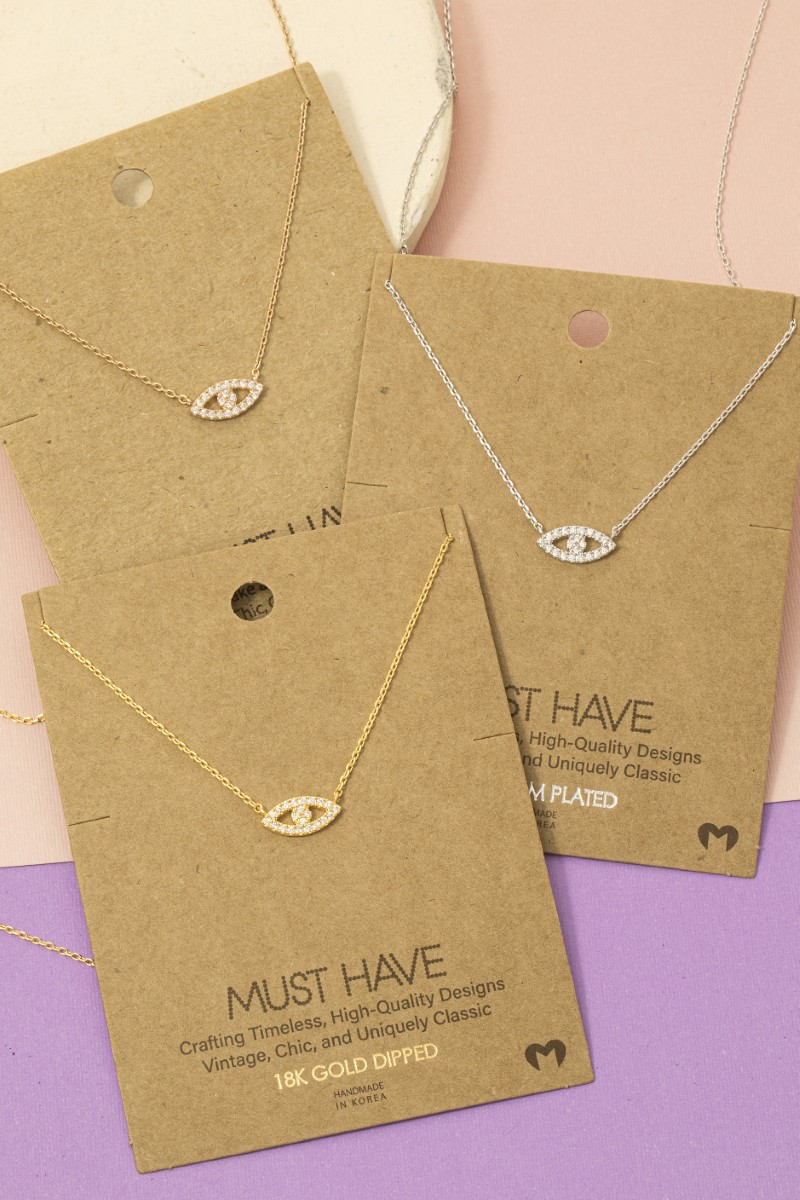 Gold Dipped Evil Eye Jewel Pendant Necklace