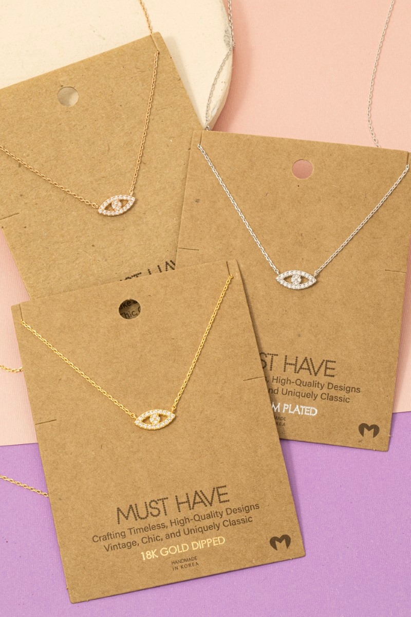 Gold Dipped Evil Eye Jewel Pendant Necklace