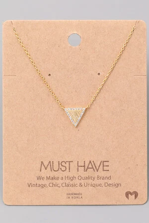 Inverted Triangle Rhinestone Trim Pendant Necklace