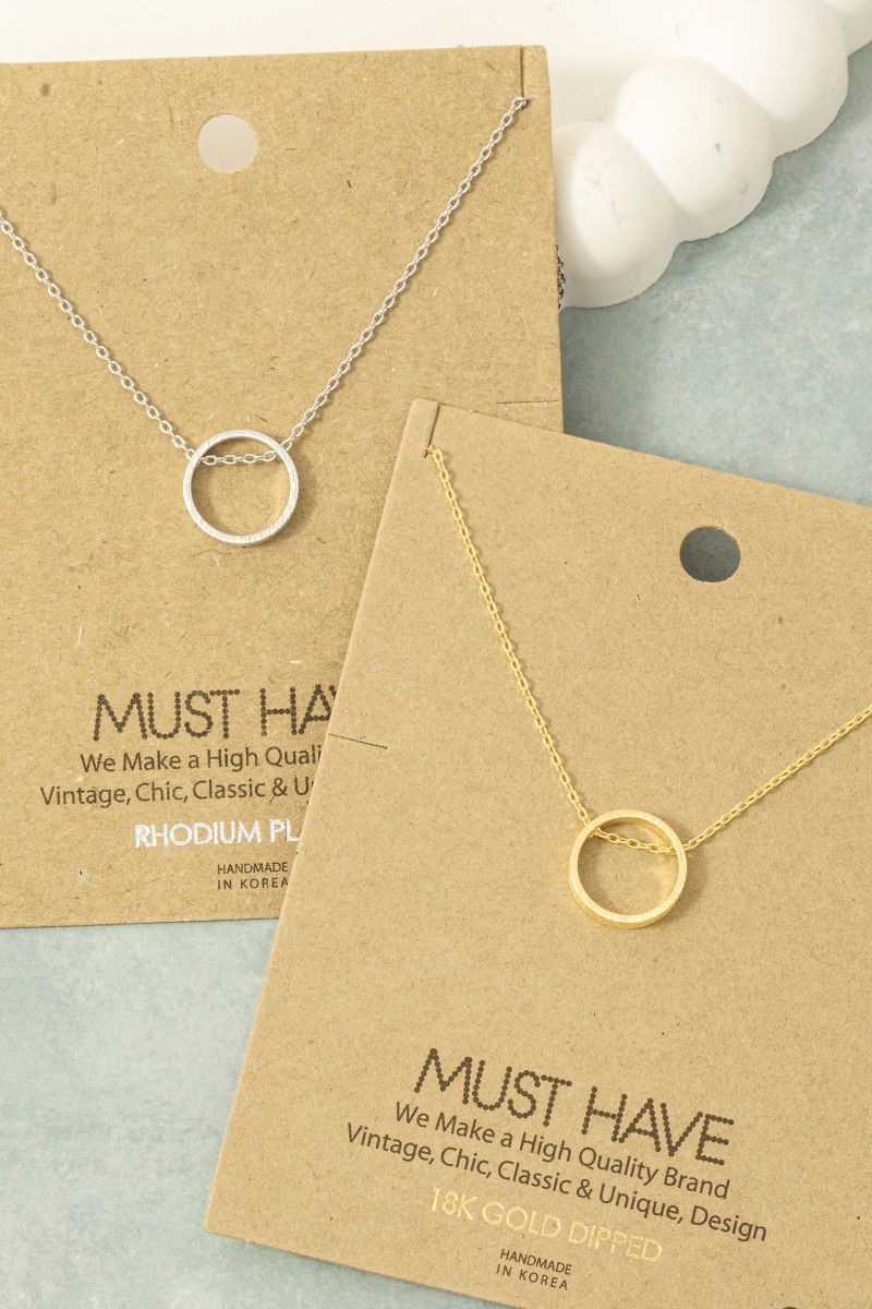 Gold Dipped Circular Cut-Out Pendant Necklace