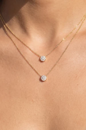 Dainty Layered Cz Flower Pendant Necklace