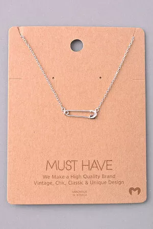 Dainty Safety Pin Pendant Necklace