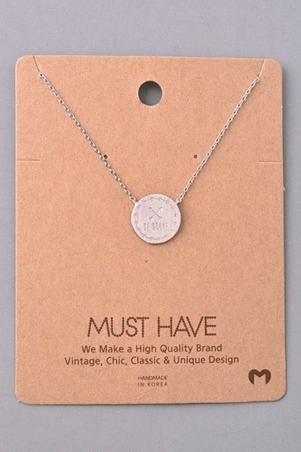 Be Brave Coin Pendant Necklace