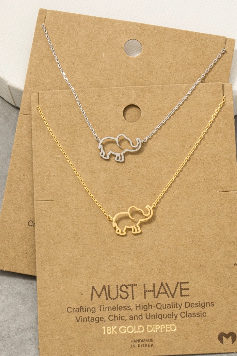 Elephant Cutout Pendant Necklace