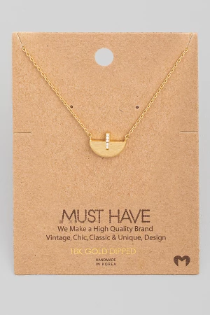 Gold Dipped Dainty Semicircle Pendant Necklace