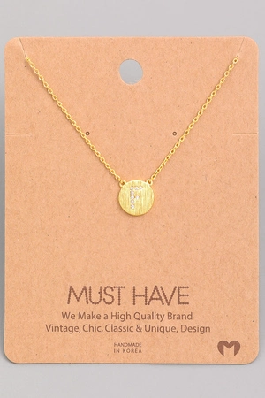 Initial F Jewel Coin Pendant Necklace.