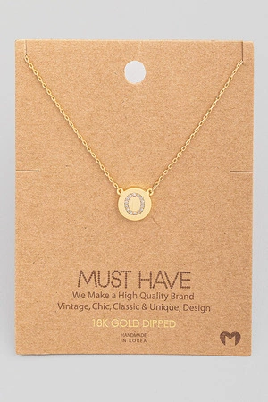 Initial O Jewel Coin Pendant Necklace