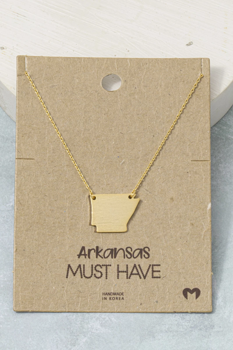 Brushed Arkansas State Pendant Necklace