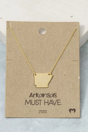 Brushed Arkansas State Pendant Necklace