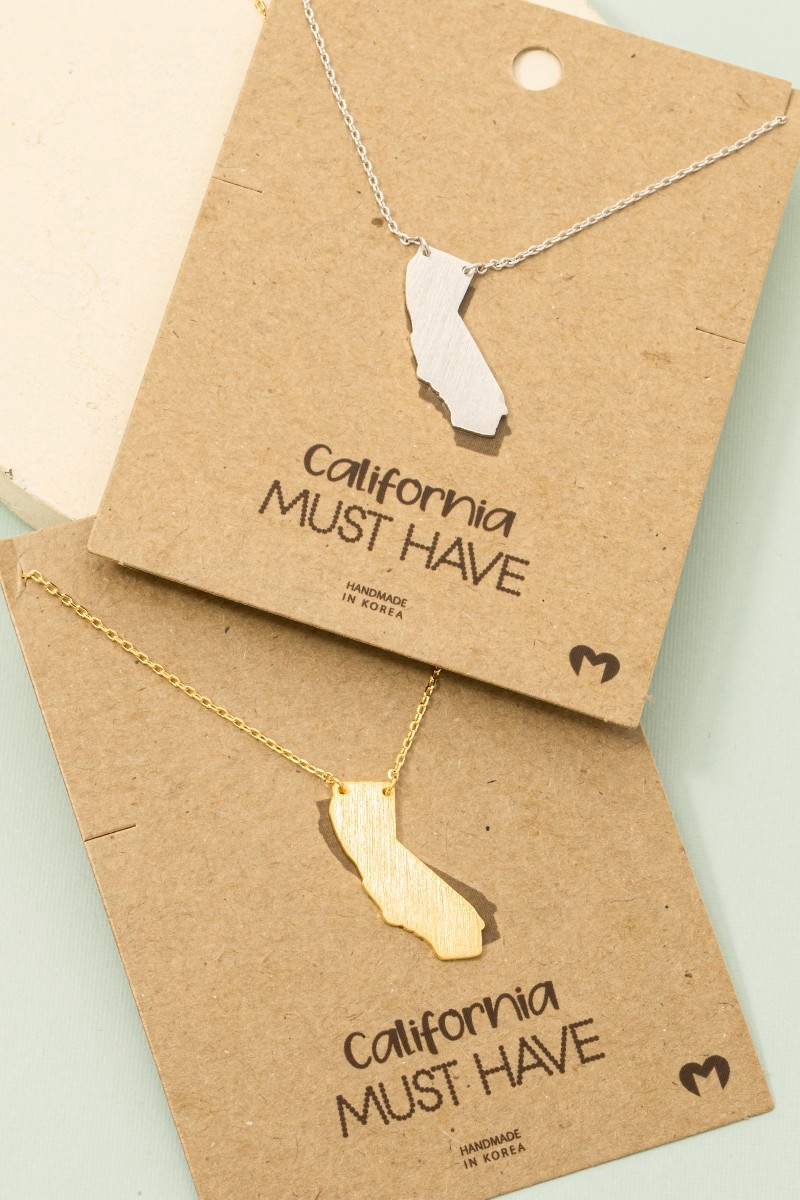 Gold Dipped California State Pendant Necklace