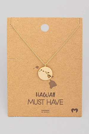 Dainty Hawaii Coin Disc Pendant Necklace