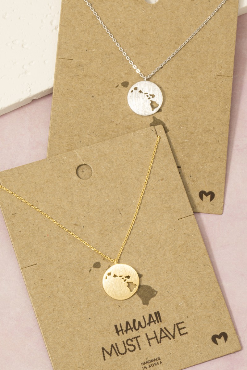 Hawaii Coin Cutout Disc Pendant Necklace