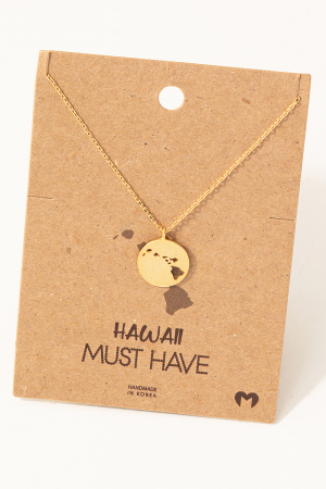 Hawaii Coin Cutout Disc Pendant Necklace