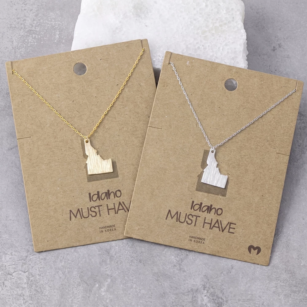 Gold Dipped Idaho State Pendant Necklace