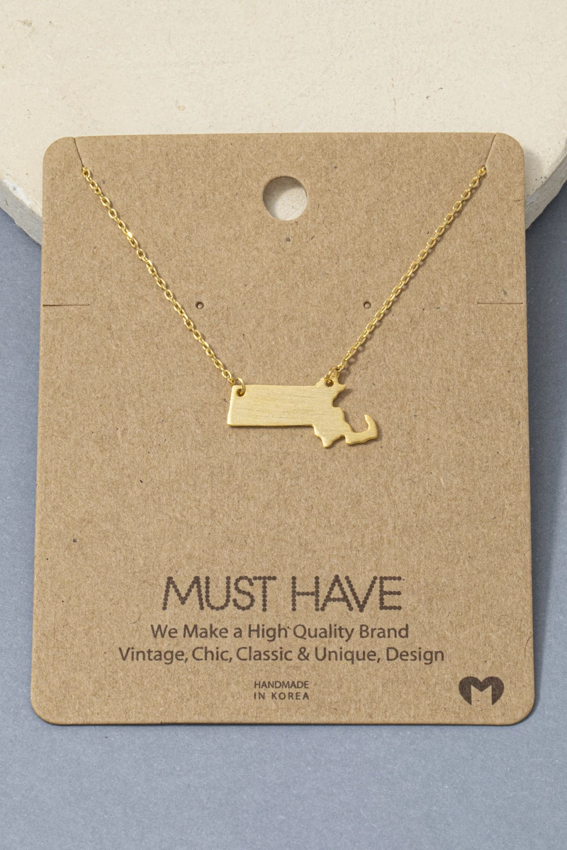 Massachusetts State Map Pendant Necklace