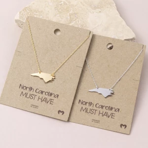 Gold Dipped North Carolina State Pendant Necklace