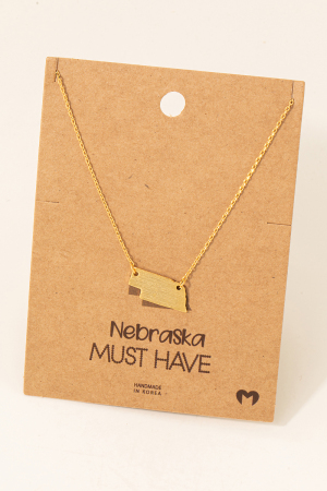 Nebraska State Plated Necklace