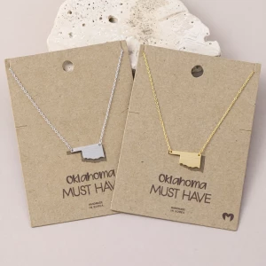Gold Dipped Oklahoma State Pendant Necklace