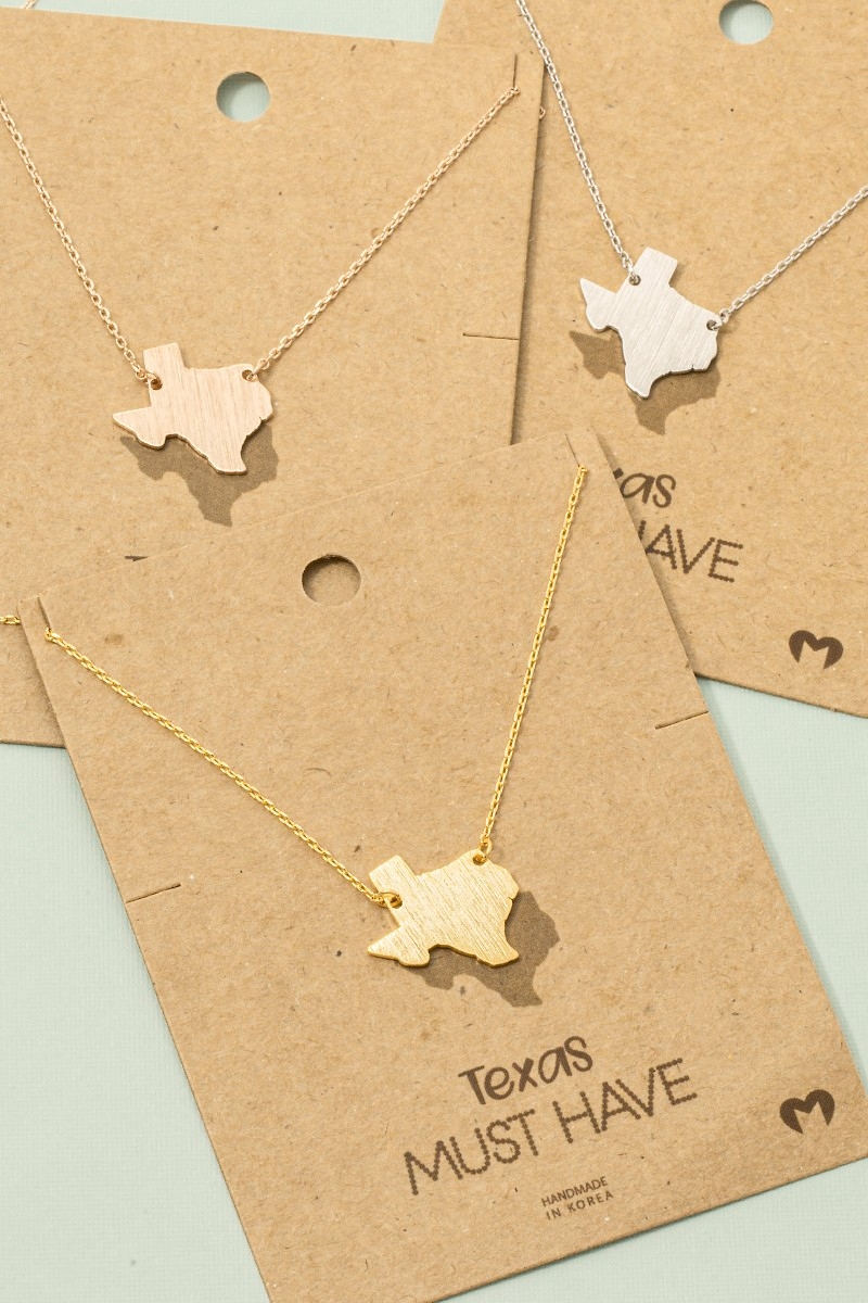Gold Dipped Texas State Pendant Necklace