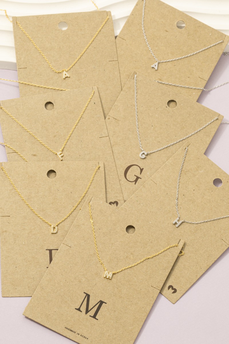 Mini Rhinestone Initial Necklace