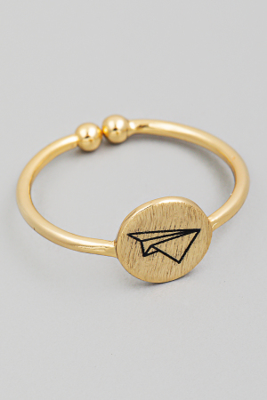 Gold Dipped Origami Plane Etched Ring