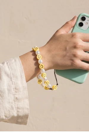 Smiley Face Beaded Phone Strap