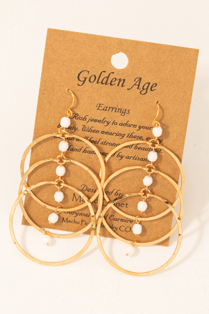 Gold Dipped Layered Circle Cutout Drop Earrings