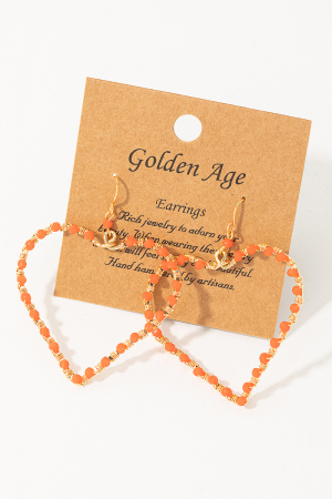 Beaded Heart Cutout Drop Earrings