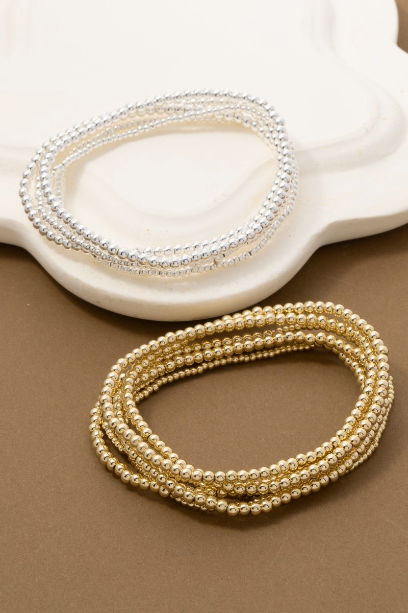 Mini Metallic Beaded Elastic Bracelet Set