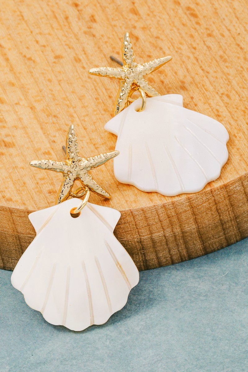 Starfish And Seashell Drop Earrings