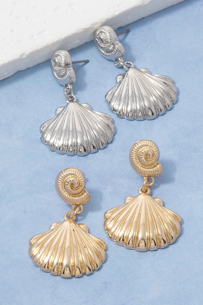Seashell And Spiral Dangle Earrings