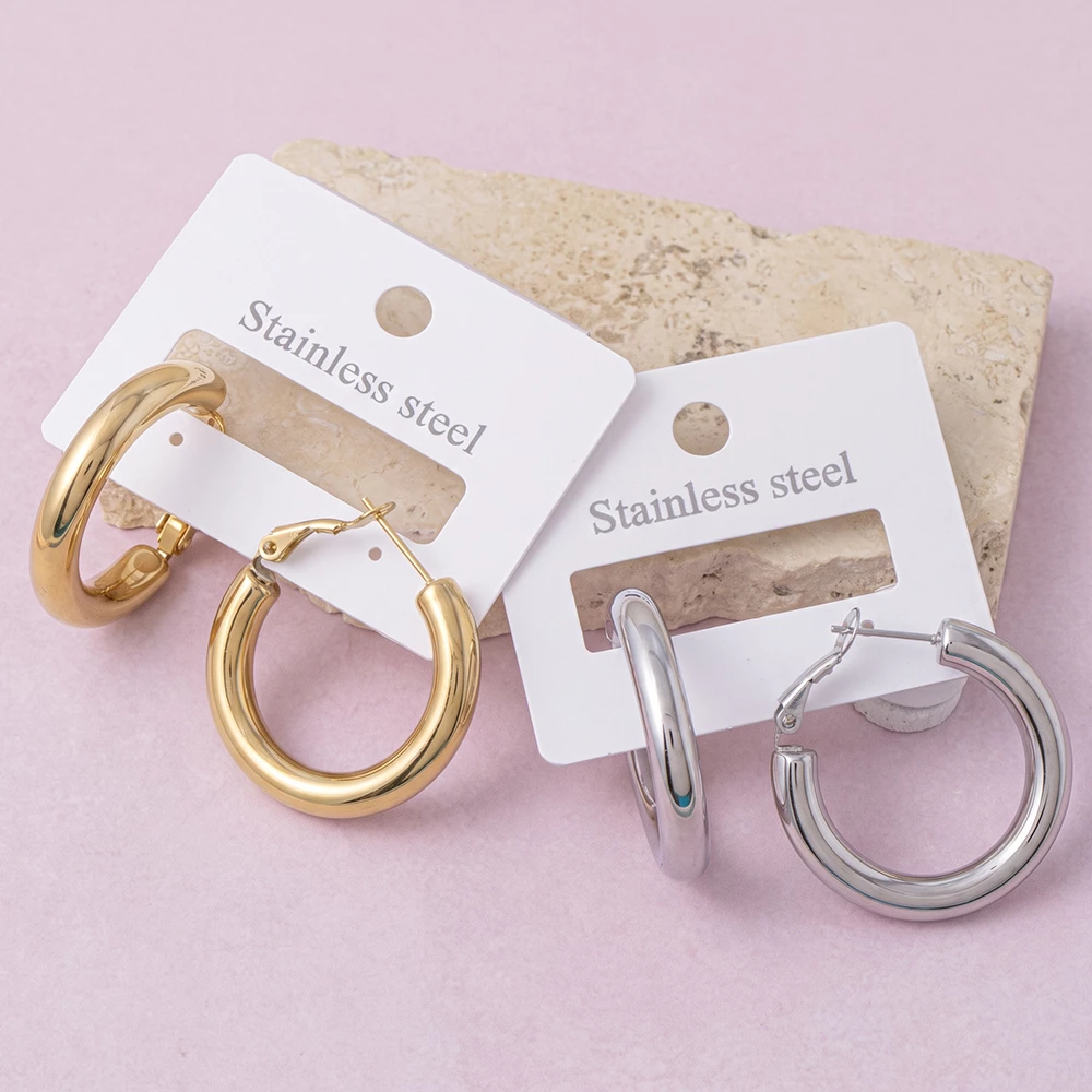 Stainless Steel Classic Tube Hoop Earrings