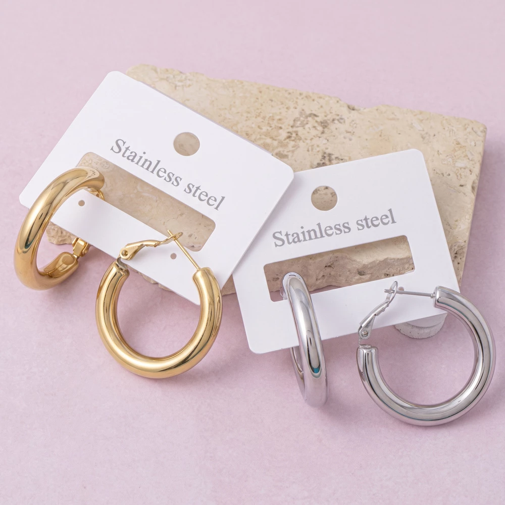 Stainless Steel Classic Tube Hoop Earrings