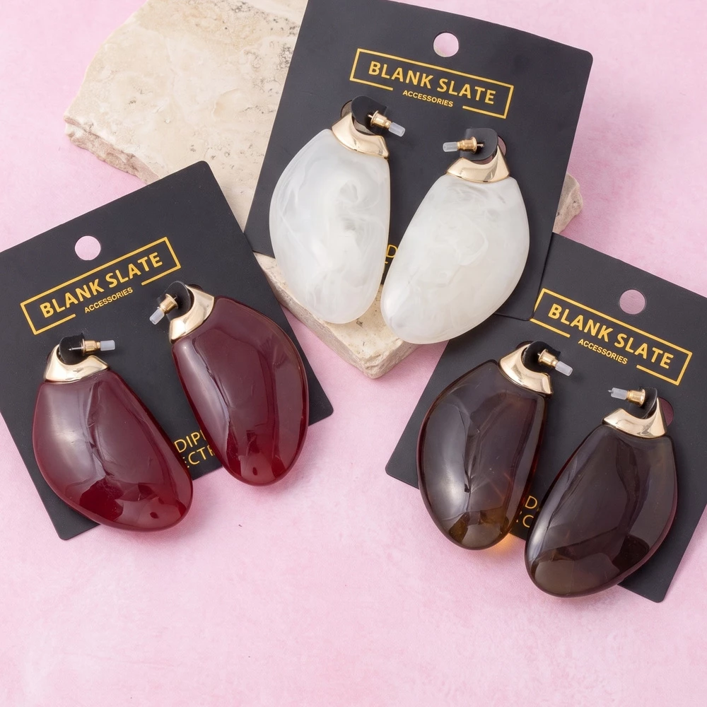 Gold Dipped Freeform Slab Statement Drop Earrings
