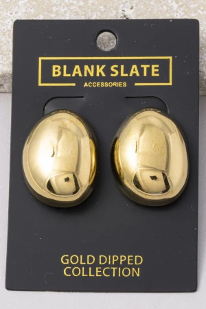 Gold Dipped Polished Egg Dome Stud Earrings